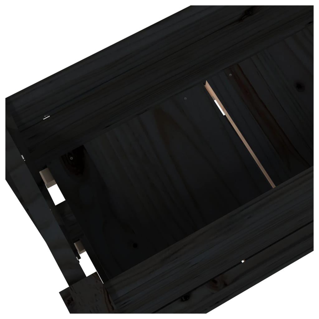 Black Plant Box 77 X 25 X 66 Cm Solid Pine Wood
