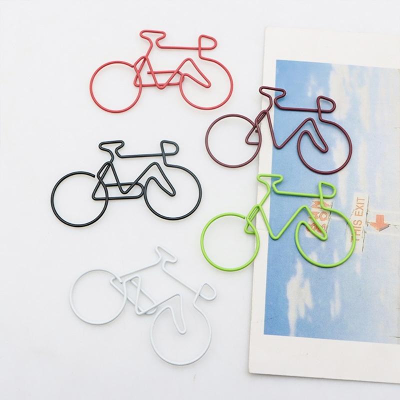 15Pcs Bike Shape Paper Clip 55x35mm Small Metal Clamp File Organiser Clip Book Page Marker Clips for Office School