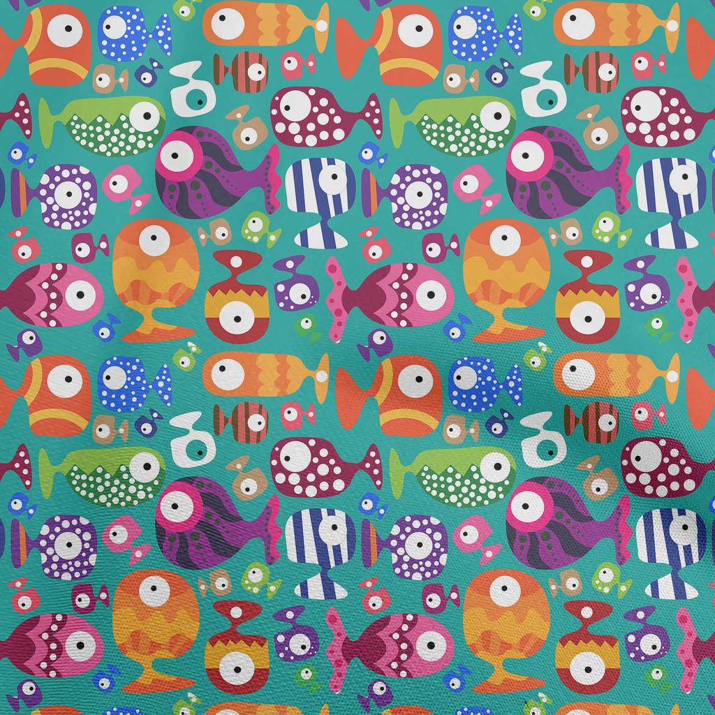 oneOone Bavlněný úplet tmavě purpurový Dětská ryba DIY Oblečení Prošívací látka Potisk Látka na metr 40 palců