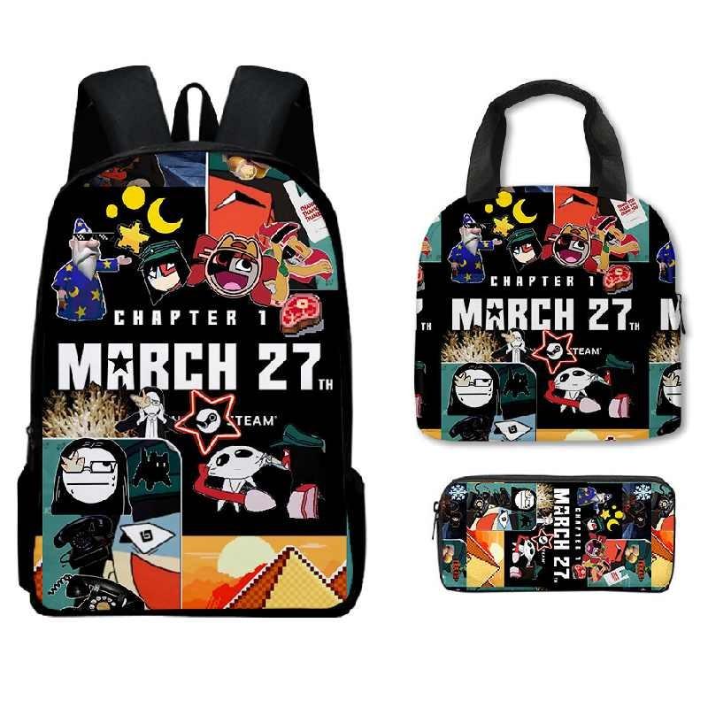 Dream Ena Bbq Pattern Childrens Backpack Lunch Bag Pen Case Set Schoolbag Gift