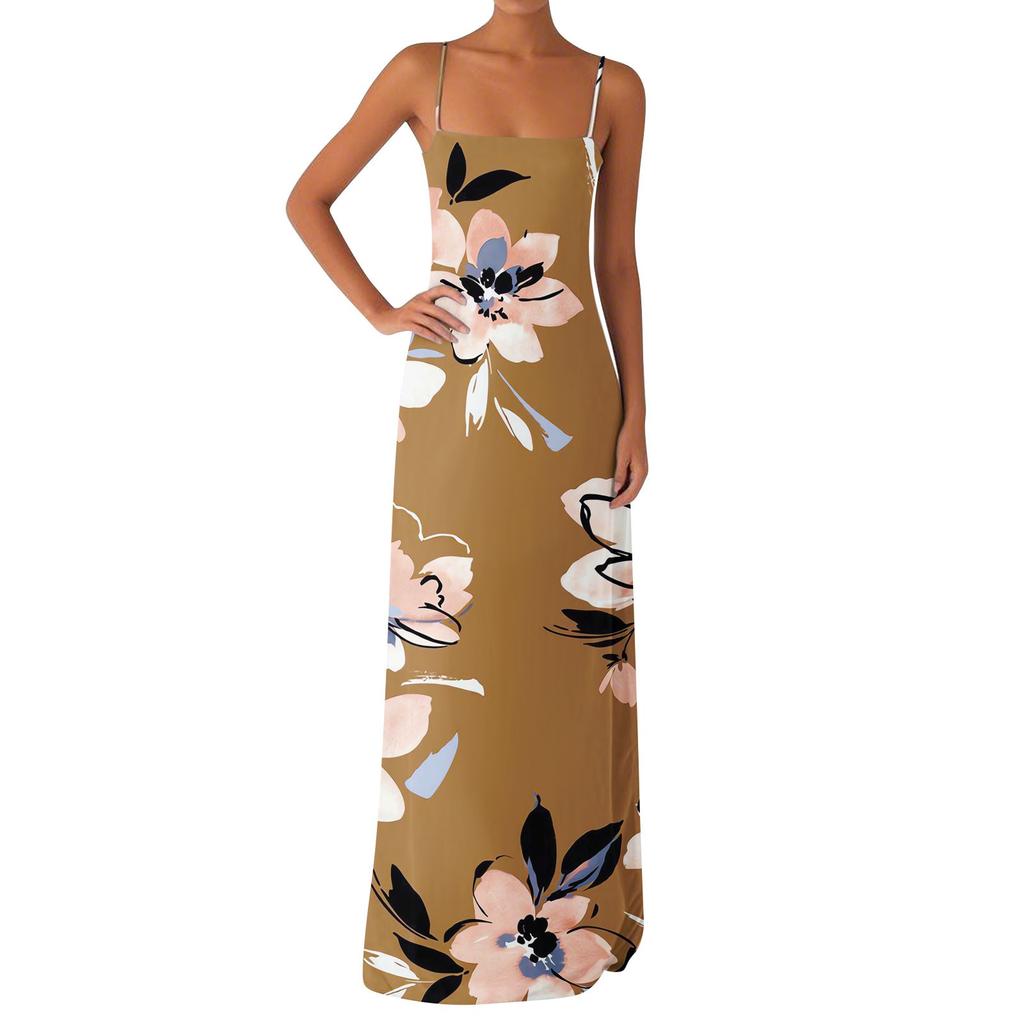 Women's Off-the-shoulder Sexy Silky Floral Print Long Dress Dress