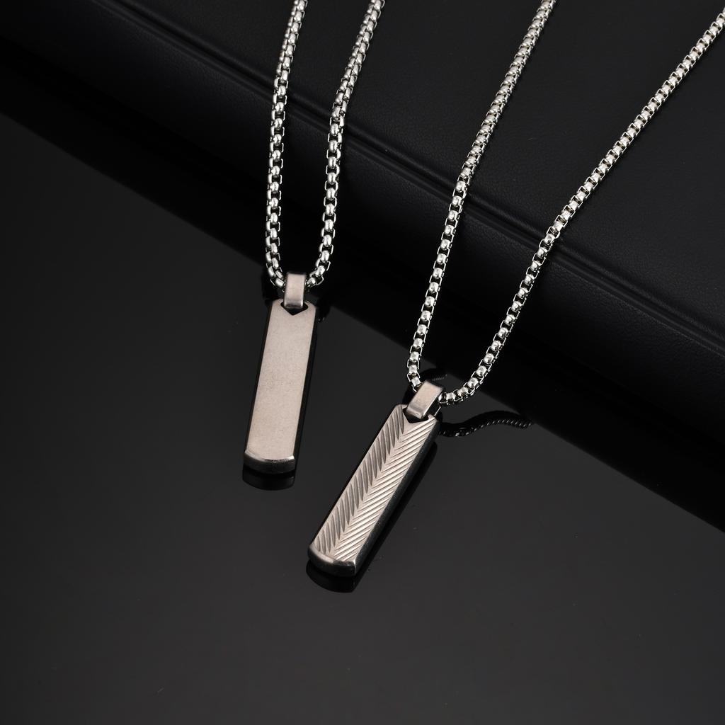 Vnox Men's Punk Vertical Pendant Necklaces, Stainless Steel Long Bar Retro Collars, Male Simple Casual Jewelry Gifts for Him