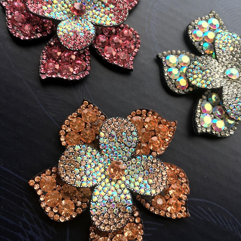 1Pcs Crystal Flower Core Patch Hair Clip Applique Ornament Decorative Material Repair Decoration