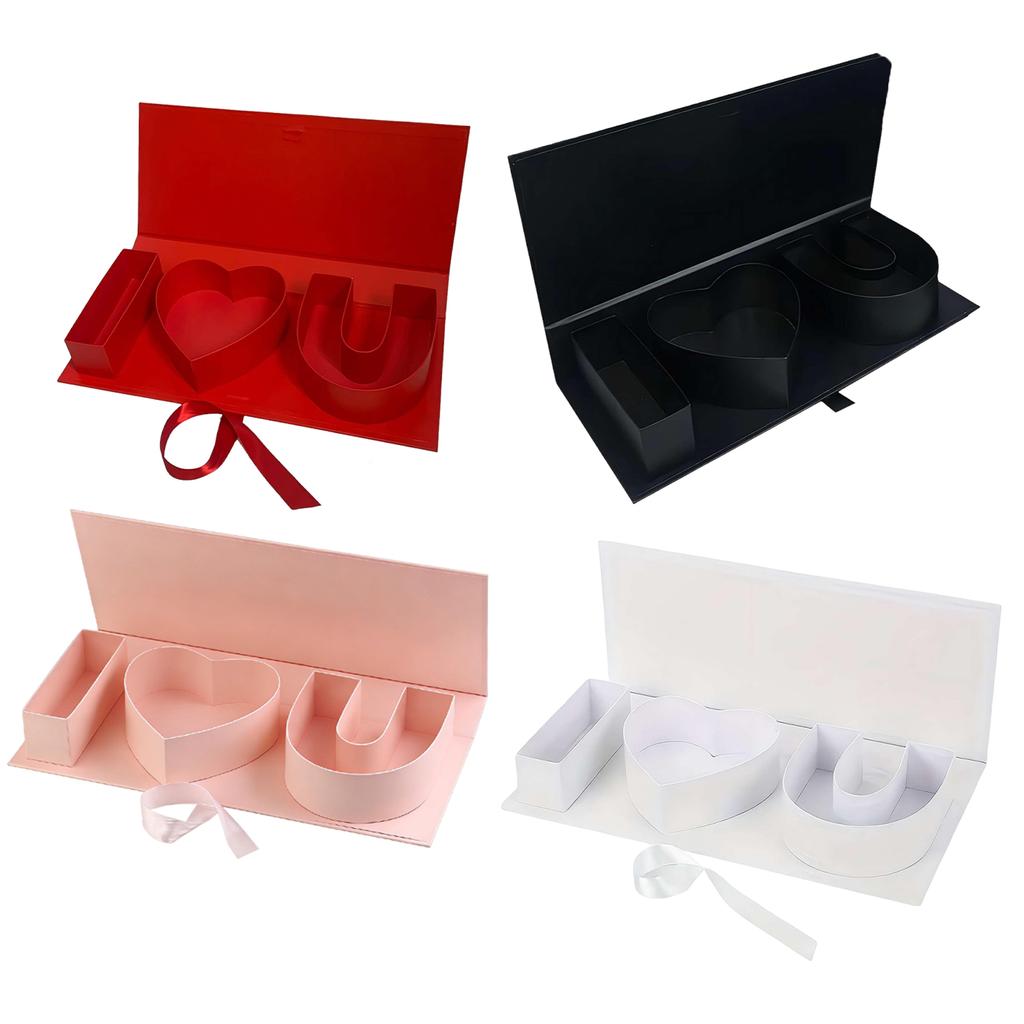 Flower Letter Box with I Love U Design Empty Cardboard Fillable Gift Box for Valentine Day Anniversary Romantic Occasions