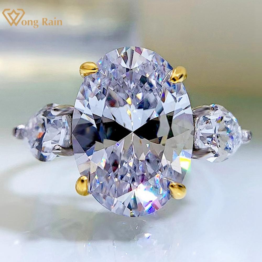 

Wong Rain 100% стерлинговое серебро 925 пробы овальной огранки 10*14 мм AAAAA цирконы драгоценный камень свадебное обручальное кольцо для женщин ювелирные изделия US 5 белый