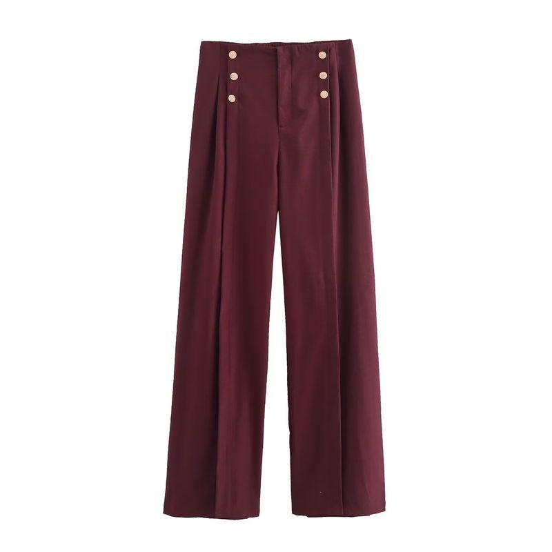 Kaslead New Arrival Women's Clothing Fashion Style Stylish Simple and Versatile Fastener Decoration Loose Pants
