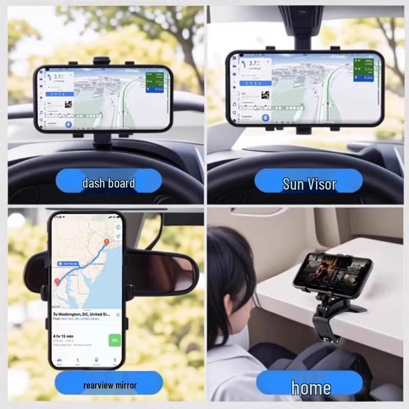 Universal Car Phone Mount for Dashboard, Console, Rearview Mirror - Multi-functional Navigation Holder