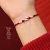 Sterling Silver Dragon Hook Red Rope Bracelet for Women & Men, Zodiac-Themed Woven Bangle with Pure Silver Bead