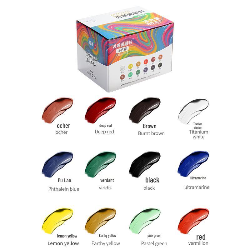 Набор нетоксичных акриловых красок 24 цвета по 60 мл для детских DIY-арт-проектов