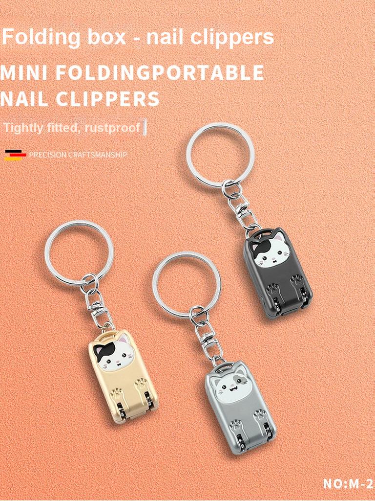 3 pcs Folding Nail Clipper with Keychain, Stainless Steel Nail Scissors, Mini Ornament