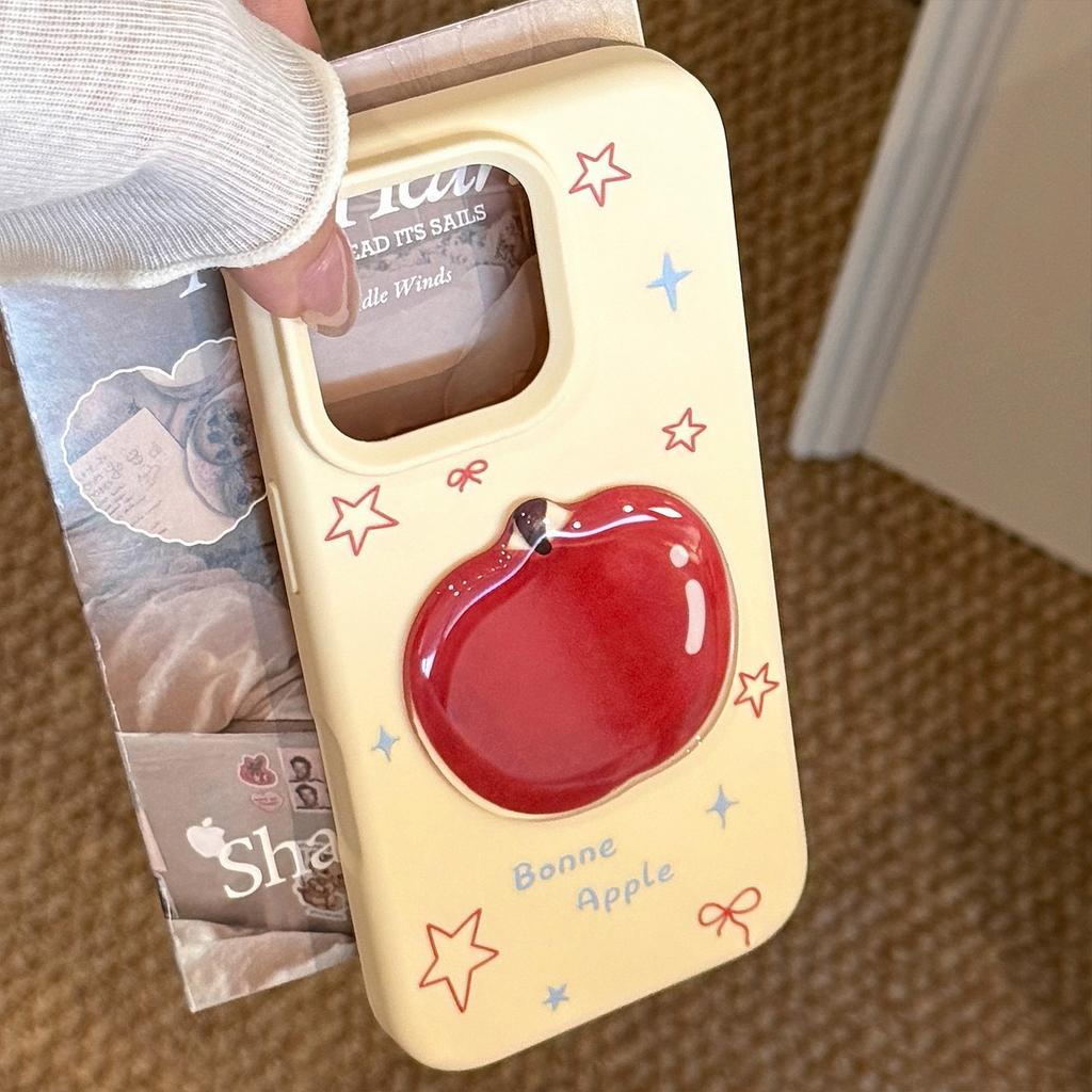 Red Apple 16pro Max Mobile Phone Case 17 Three Dimensional with Pendant Iphone15 Suitable for 13 Niche 11