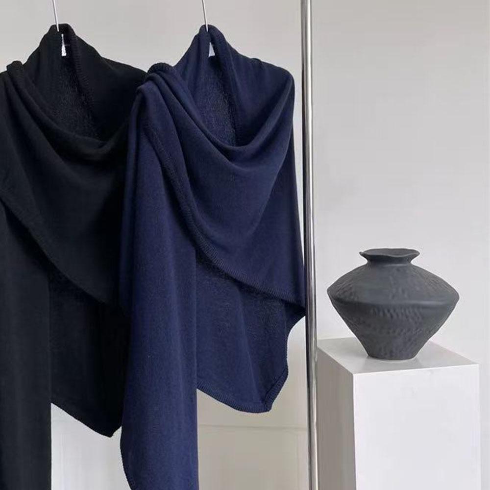 

New Large Long Triangle Scarf Knitted Oversize Winter Scarves Pure Wool Cashmere Multi-functional Warm Wrap Scarf Women темно-синий