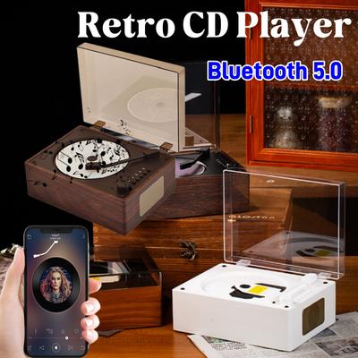 Bærbar Retro CD-afspiller Genopladelig Tovejs Bluetooth-kompatibel 5.0 Trådløs Højttaler Understøtter CD USB 3,5 mm AUX CD Musikafspiller