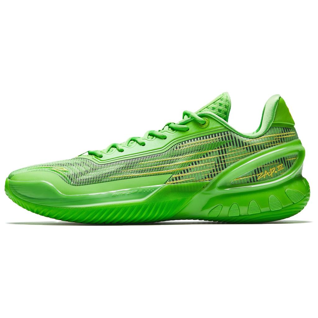 Anta Zap 3 Cushioning, Wear Resistant Low top Front Fork Carbon Plate Basketball Shoes Men's Green Gold Sneakers 912531110Q-5