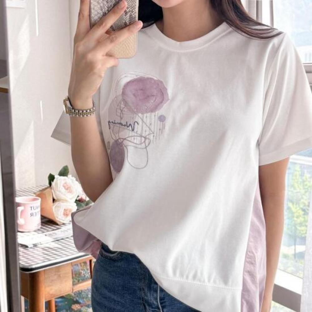 New Arrivals Open Run Summer ShorT Sleeve T shirT wiTh Flower prinT