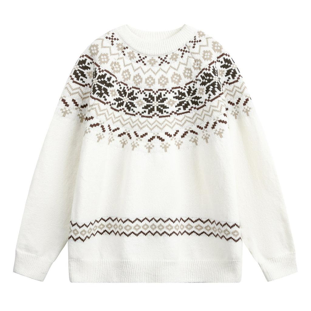 Ethnic Style Round Neck Sweater Men's Autumn and Winter Retro Texture All-match Pullover Sweater Jacket