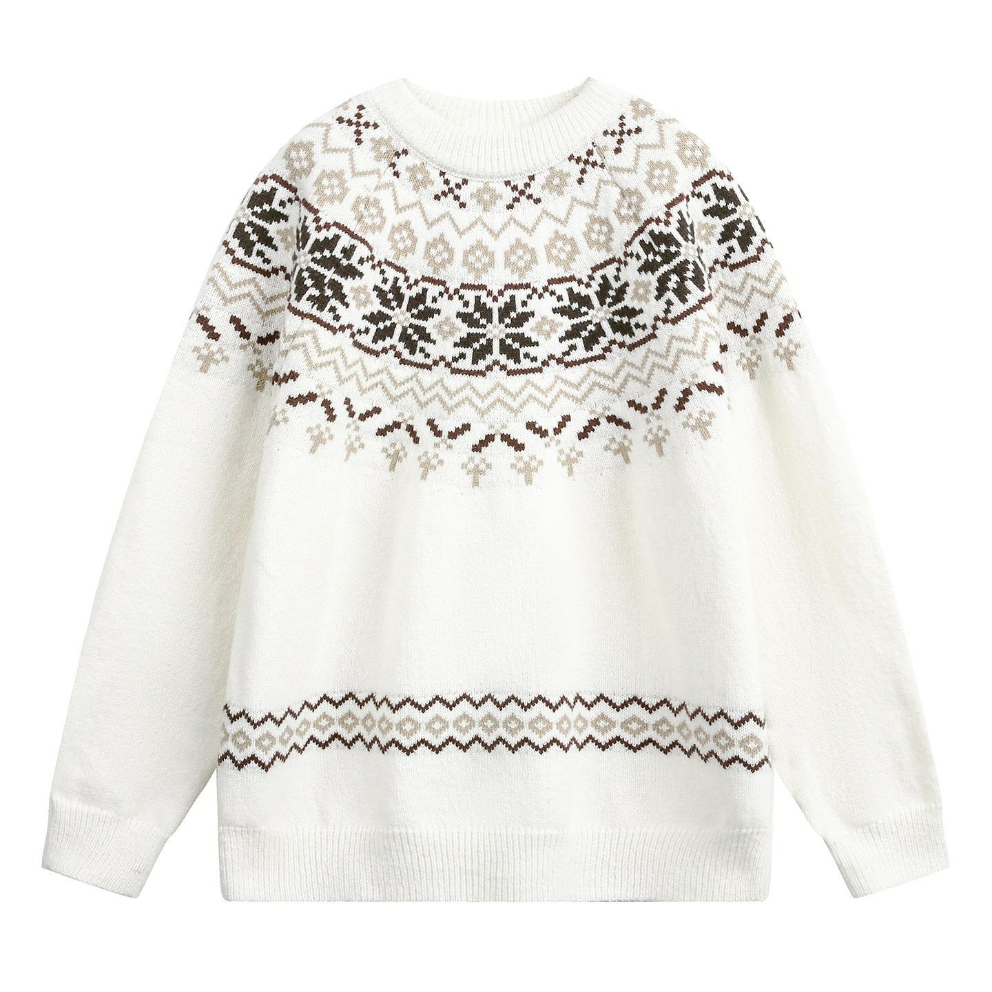 

Ethnic Style Round Neck Sweater Men s Autumn and Winter Retro Texture All-match Pullover Sweater Jacket XXL