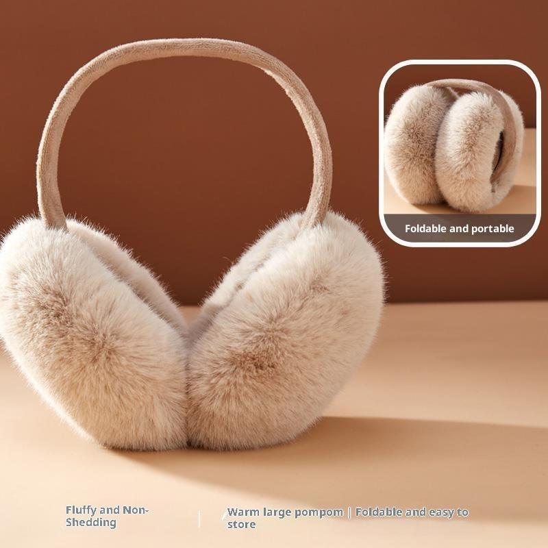 Cache-oreilles Hiver Femme Nouveau Chaud Couleur Unie Peluche Chaud Coupe-vent Sac d'oreille Anti-froid Velours Protège-oreilles Anti-gel