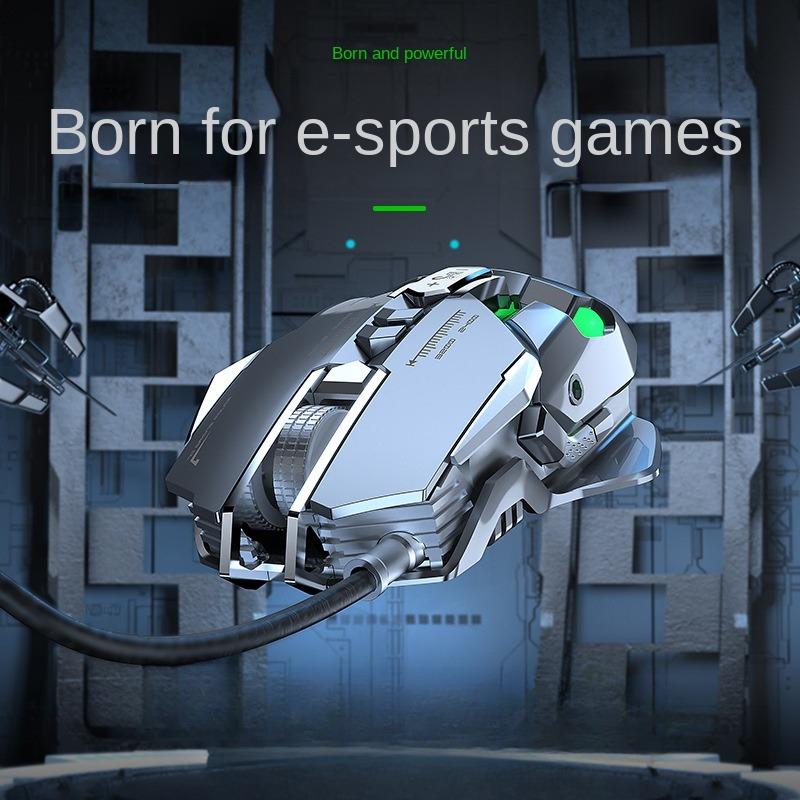 Mysz mechaniczna do gier J600 6400DPI 9-klawiszowa programowalna mysz przewodowa lekka fajna automatyczna broń do gier komputerowych PUBG