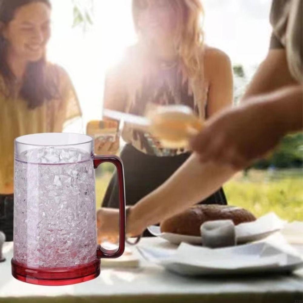 Bicchiere da Birra Trasparente Congelabile 450ML Capacità Tazza per Bevande Feste all'Aperto
