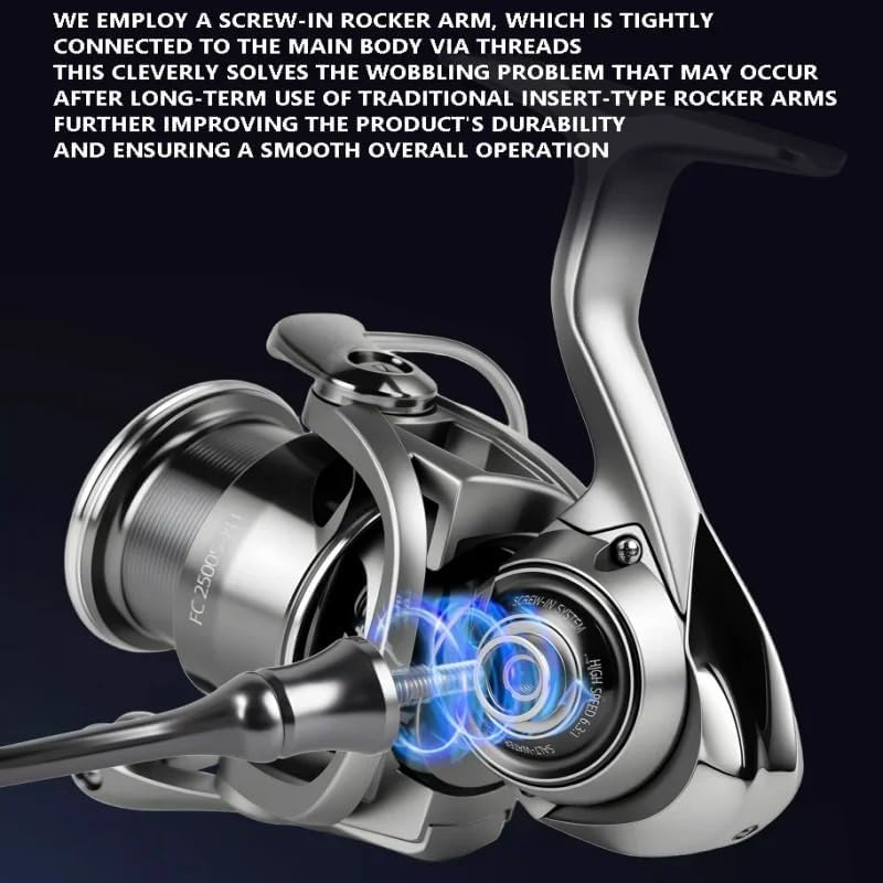MAVLLOS FC4000 Spinning Gear 15kg Max Drag Stainless Steel Drag CNC Machined Suitable for Large Saltwater and Freshwater Use Reel, 6.31 High-Speed