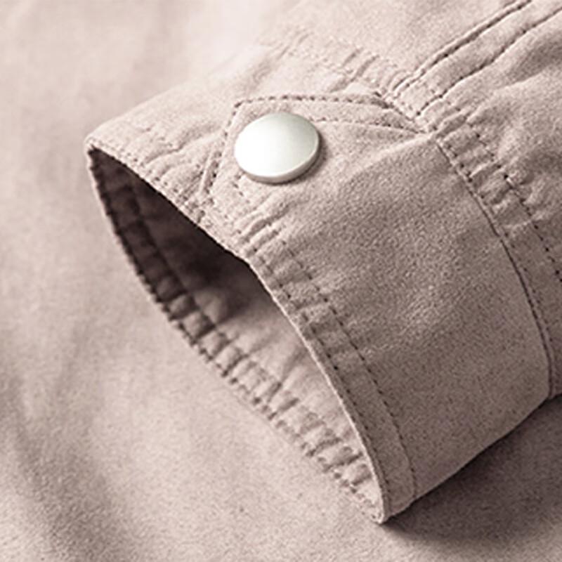 ROMON Men's Stylish Faux Suede Lapel Jacket