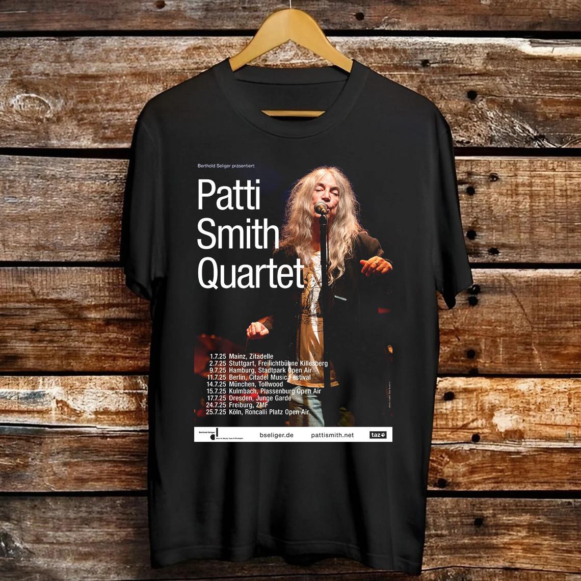 Patti Smith Quartet Tour Black Cotton T Shirt Full Size S-5XL S разноцветный