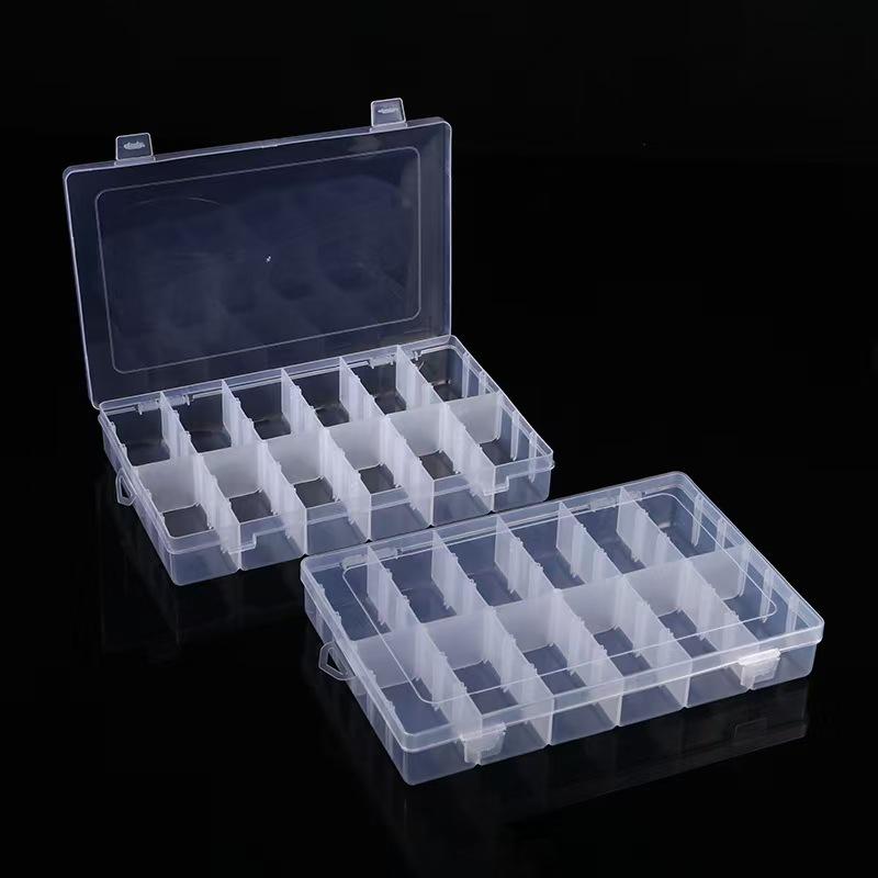 2Pcs/Transparent Plastic Storage Box with Multiple Compartments, Detachable Jewelry Accessories Storage Box