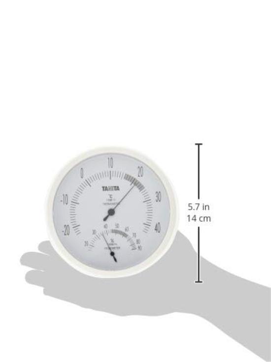 Tanita Temperature and WH Thermo-Hygrometer, Humidity, Analog, Wall-Mounted, White, TT-492