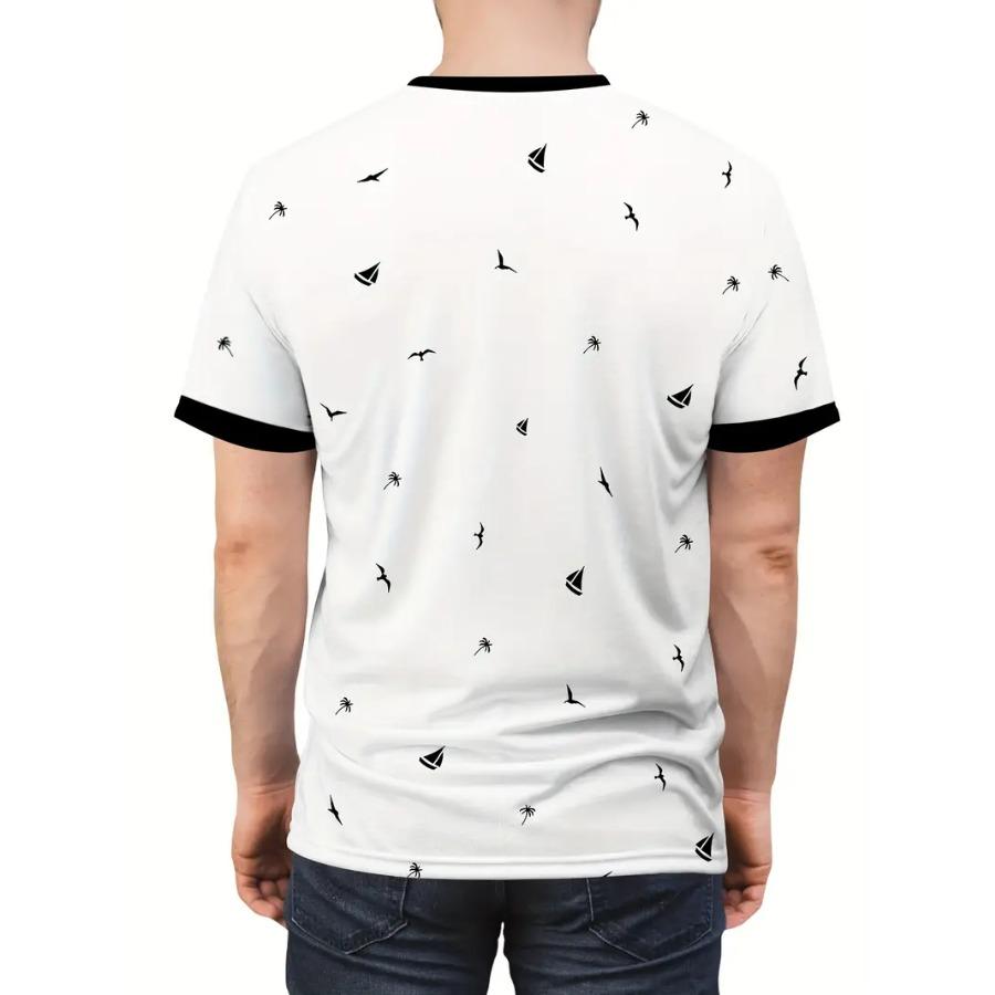 Men's 3D Digital Print Casual T-Shirt - Lightweight Breathable Round Neck Short Sleeve Tee with Black & White Abstract Design for Summer