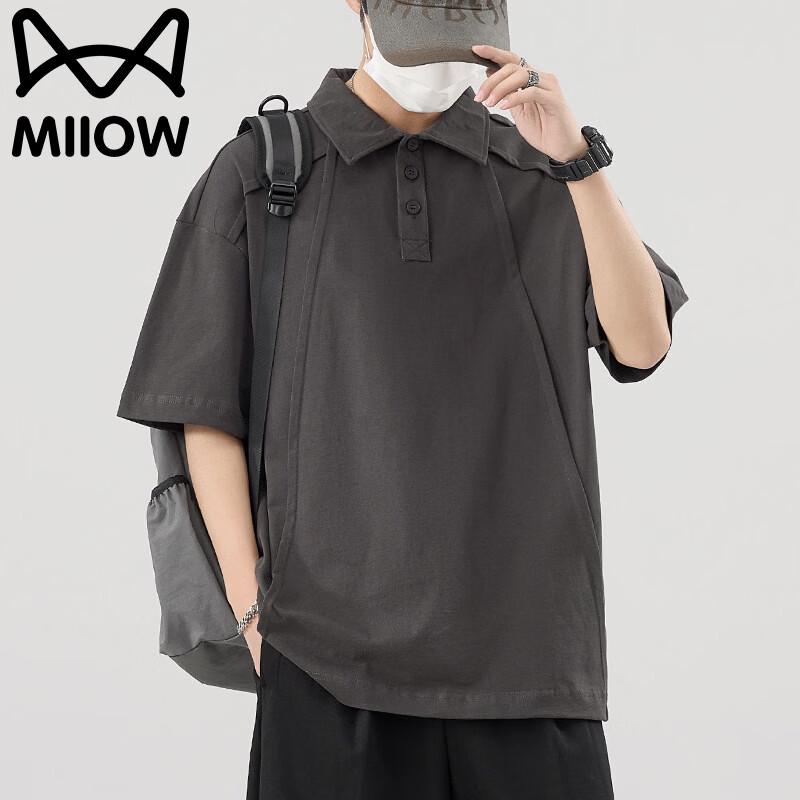 MiiOW Men s Retro Casual Short Sleeve Polo Shirt 2XL