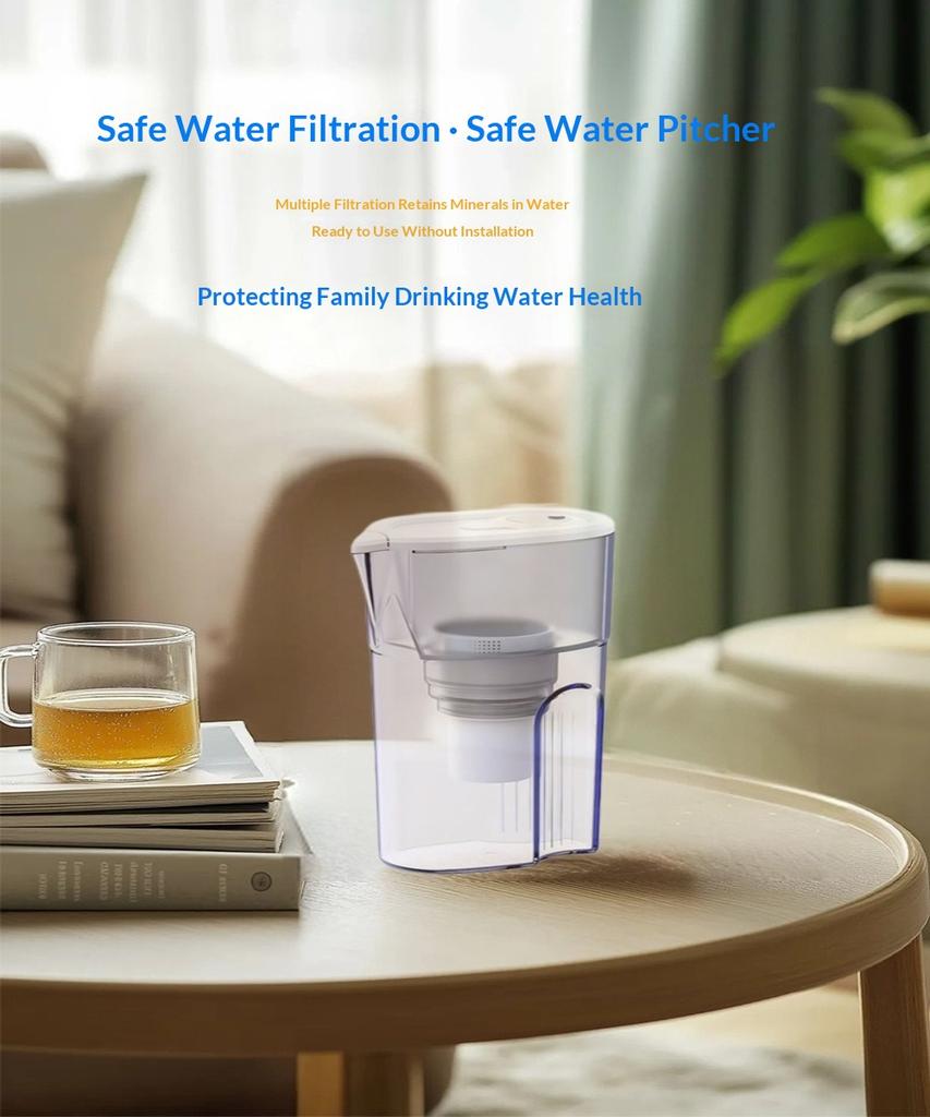 Activated Carbon Membrane Water Filter Pitcher 1L 1 Pot 1 Core Kitchen Faucet Water Purifier  Direct Drinking Grade Filter Jug