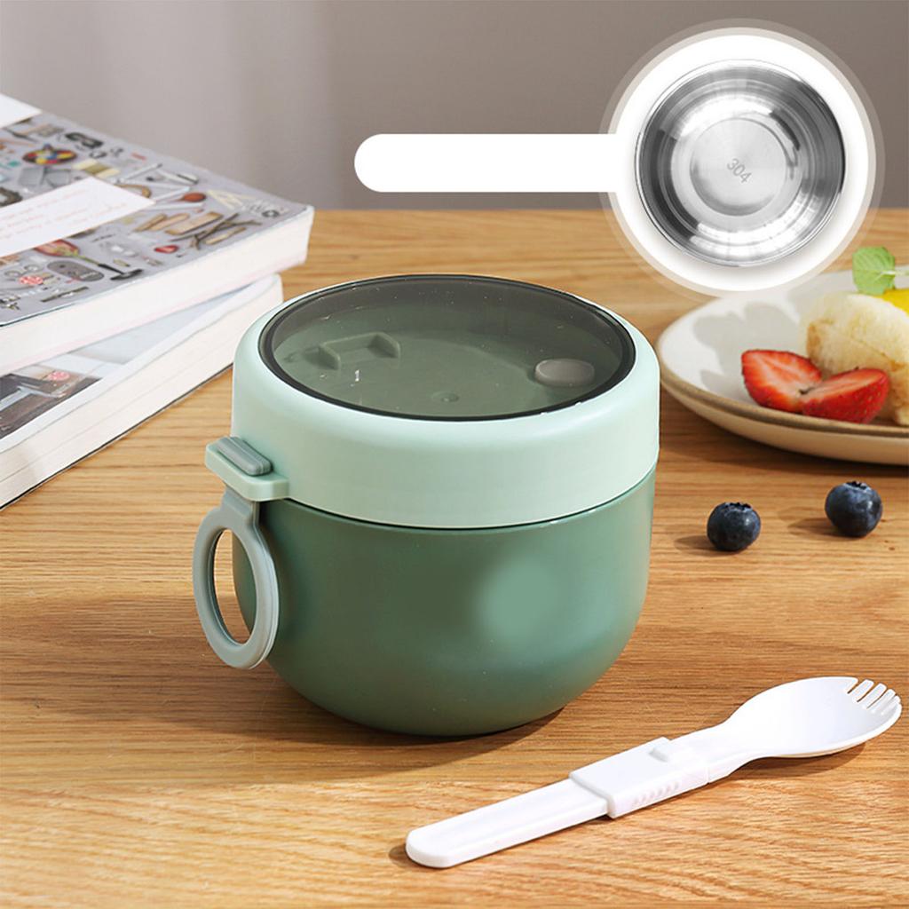 Insulated Breakfast Cup 304 Stainless Steel Lid Spoon Milk Soup Jar School Portable Congee Container