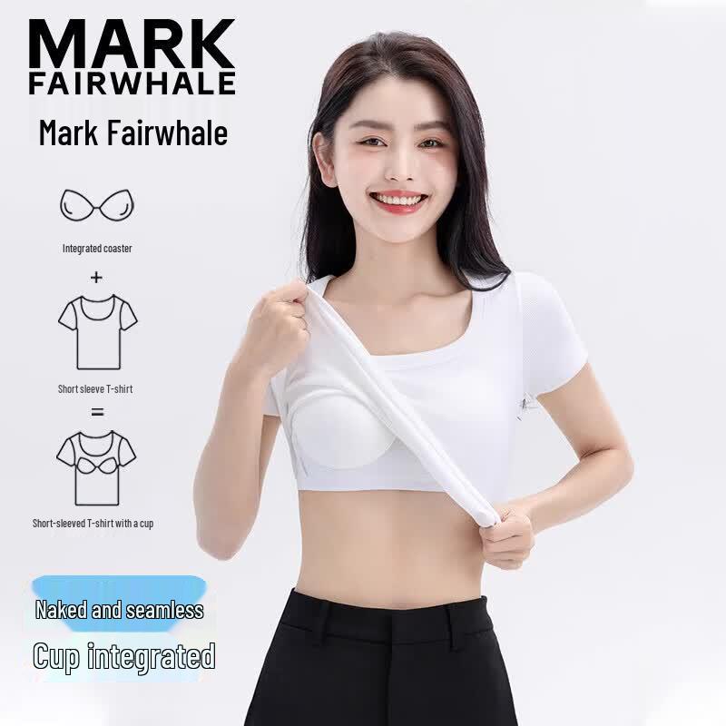 Women s Square Neck Cropped T-Shirt with Built-in Bra L