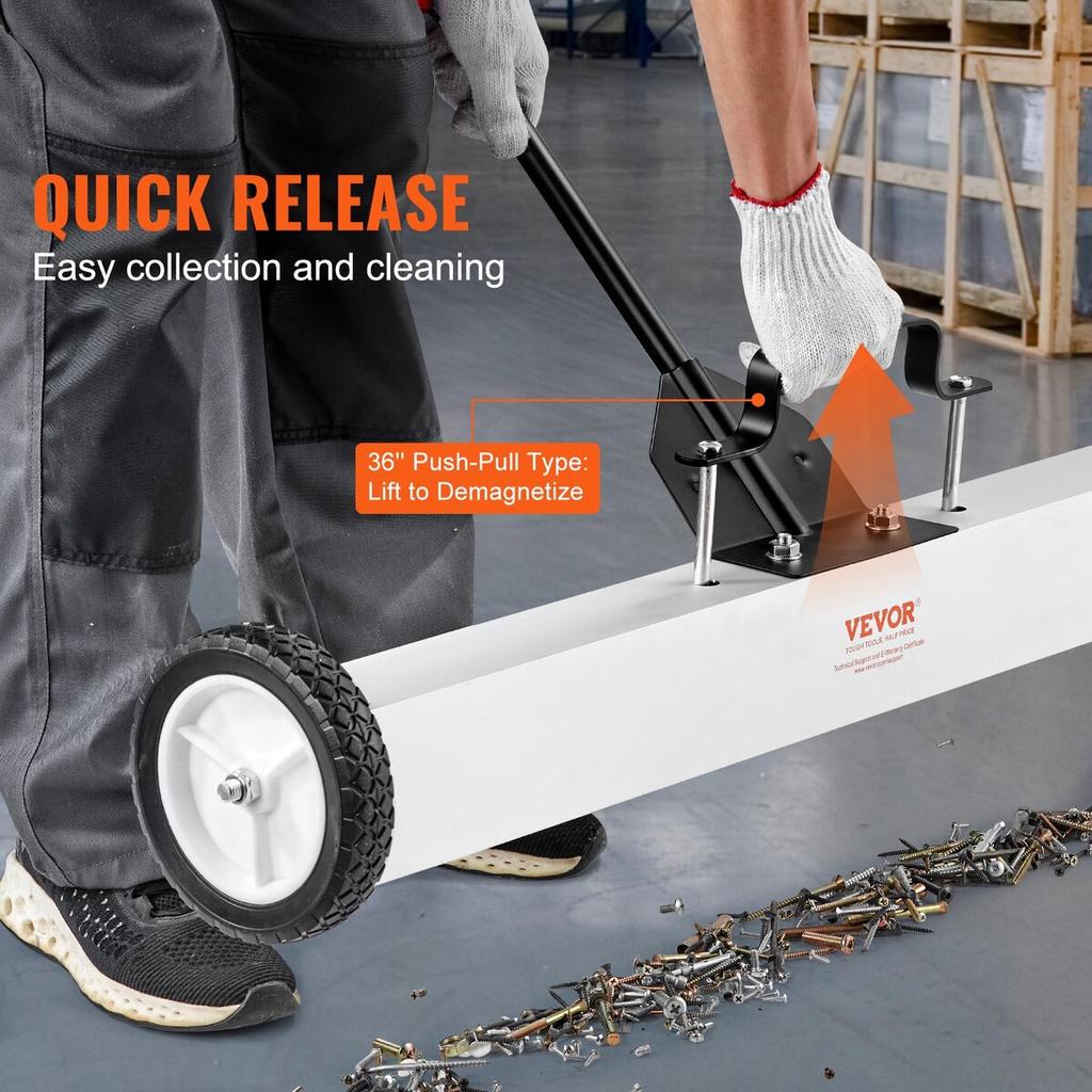 36-Inch Magnetic Sweeper with Wheels Telescoping Magnetic Pickup Tool