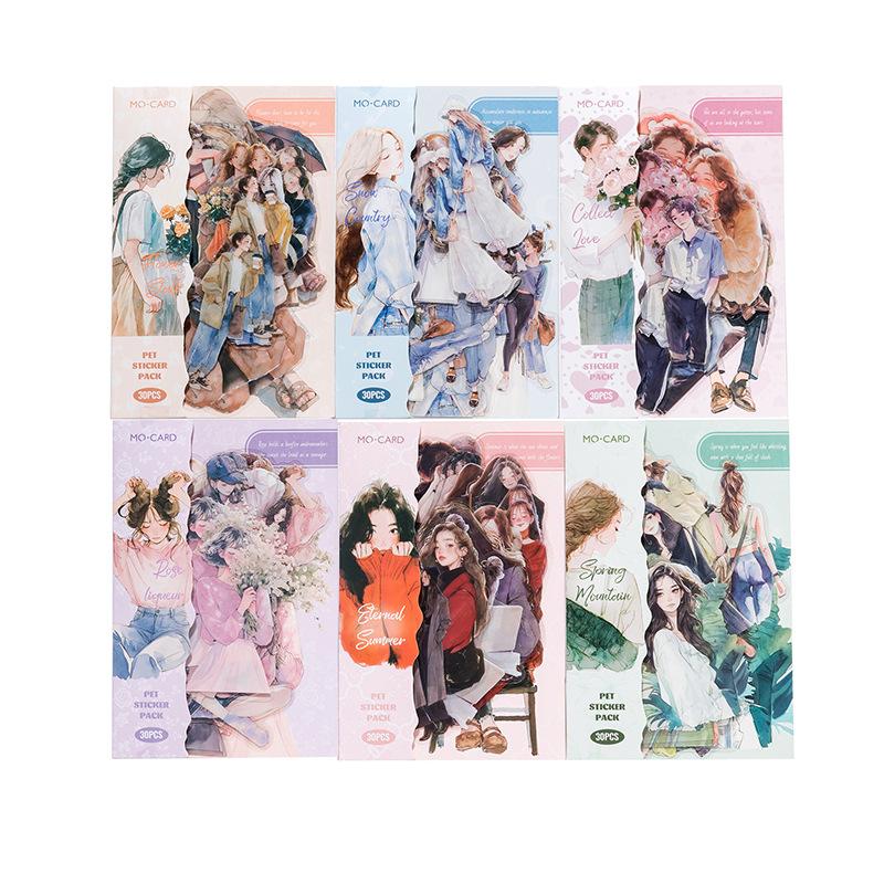 30 PCS Cute People Sticker PET Materials Junk Journal Sticker Girl Life Series DIY Scrapbooking Collage Stationery Decor Supplies