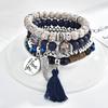 Ethnic Wind Wings Bracelet Round Card Letters Multilayer Tassel Beaded Bracelet Vintage Bracelet