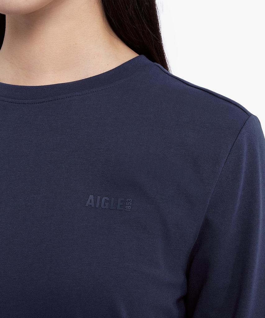 Aigle Official and Dark Size M Moisture-Wicking, Quick-Drying, Antibacterial, Odor-Resistant Long-Sleeve T-Shirt, Women's RP, Navy, (OTFBH64)