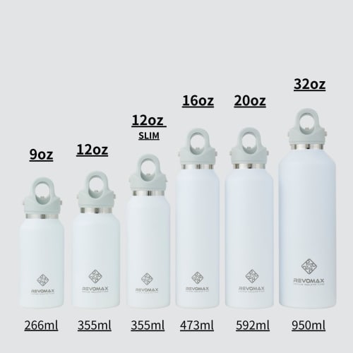 [REVOMAX Official] 16oz 473ml Carbonated Stainless Steel Bottle, Keeps Drinks Hot for 18 Hours, Cold for 36 Hours, Vacuum Insulated, Gift Idea, REVOMA