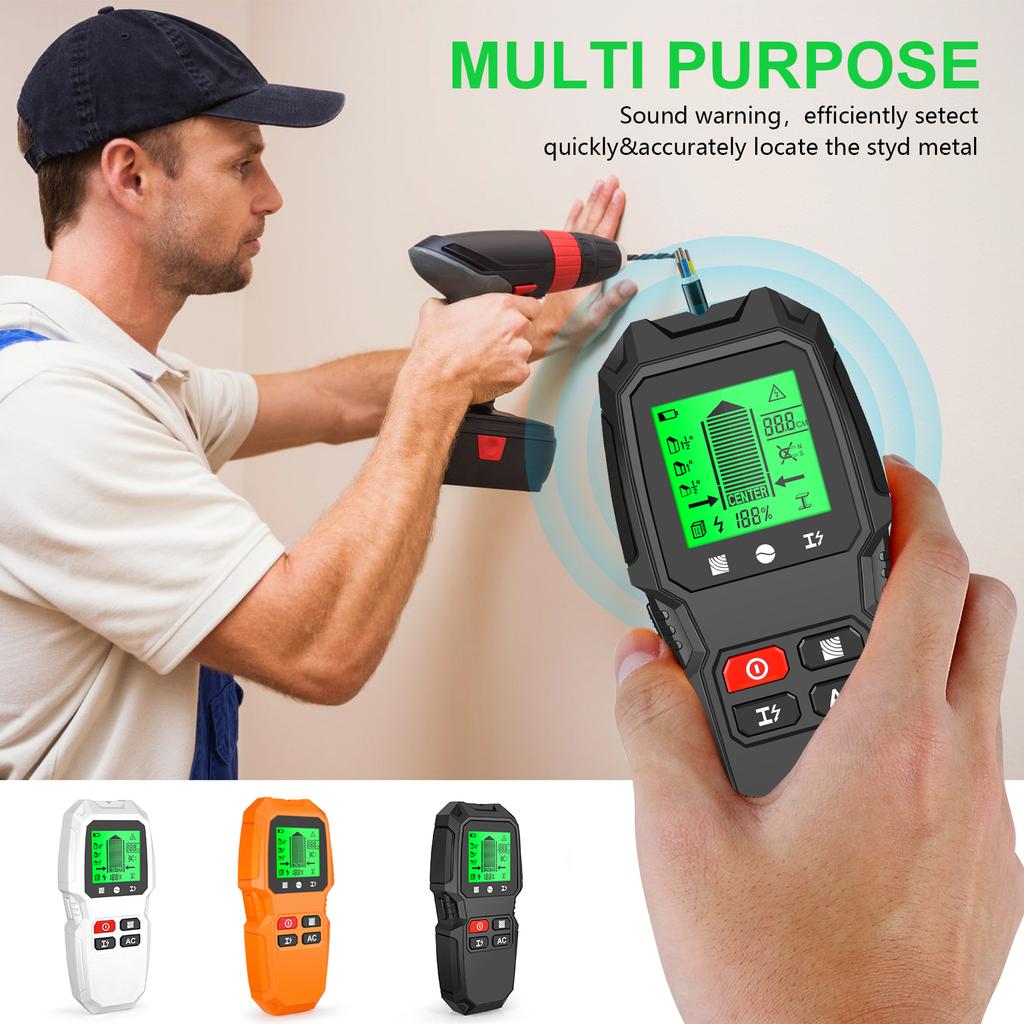 Stud Finder Wall Scanner 5 in 1 Electronic Stud Detector with HD LCD Display Used for Detecting Wood Metal Wire with Warning Function