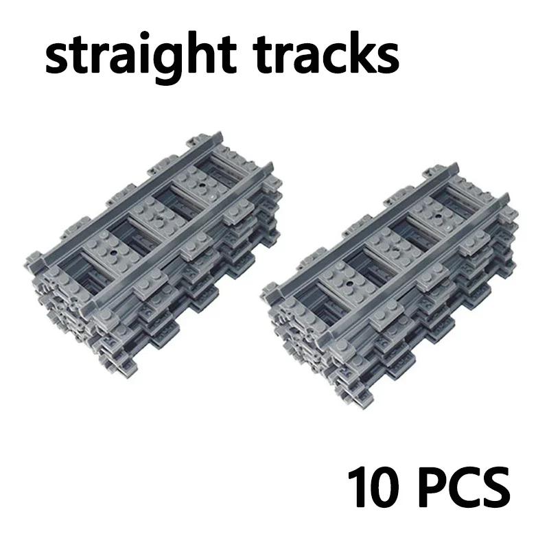 City Trains Diy Building Blocks Straight Curved Rail Bricks Parts Bridge Tunnel Model Soft Flexible Cross Tracks Railway Moc Toy