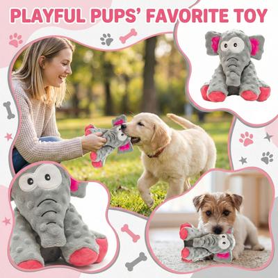 Durable Dog Chew Toy Plush Elephant Shape Soft Stuffed Pet Toy for Puppies and Small Dogs Interactive Play and Teething Relief