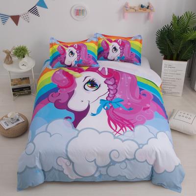 Set Copripiumino Principessa Rosa Unicorno Sorridente King Queen Full Twin Size Biancheria da Letto