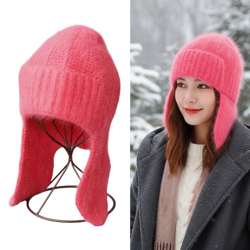 Soft Plush Ear Protections Faux Furs Cold Weather Cap Windproof Earmuffs Unisex Design Winter Earflap Hat Soft Knit Cap