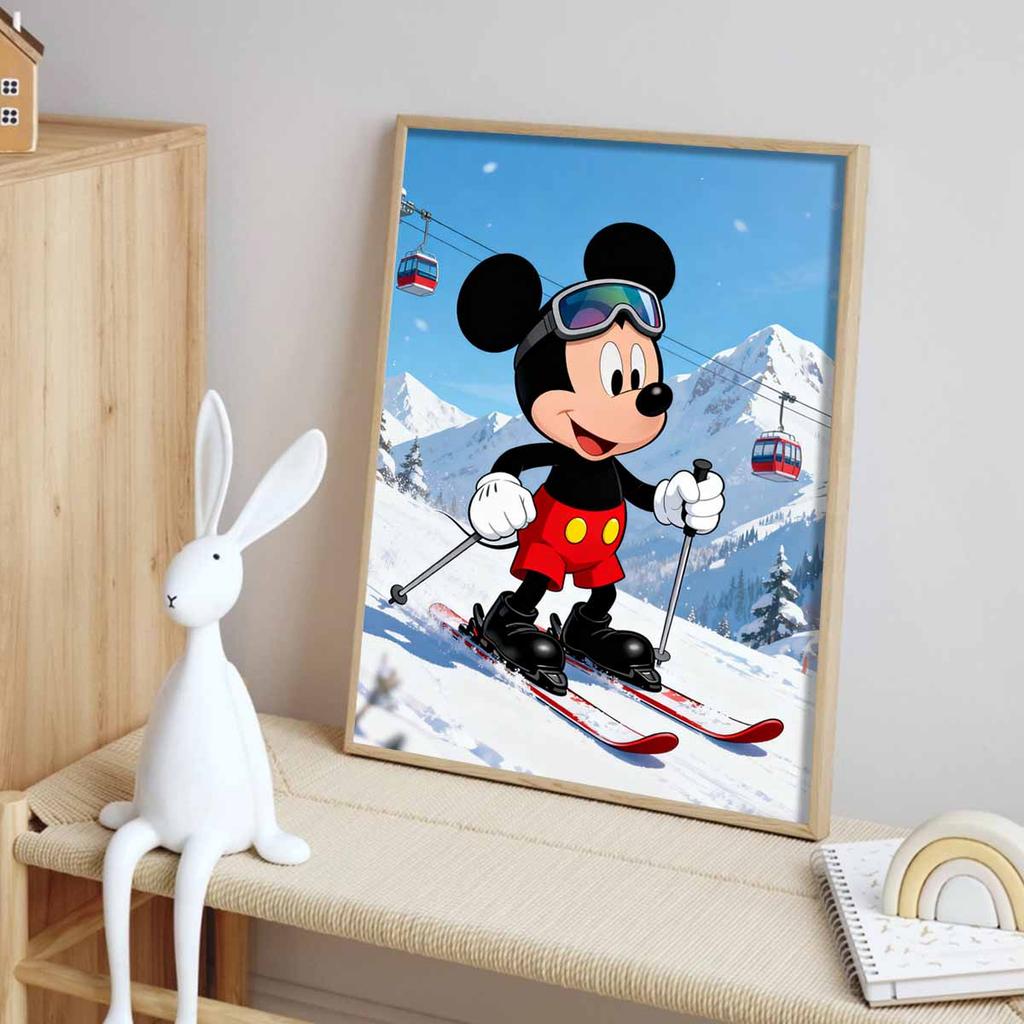 Disney Diamond Art Painting Kit Mickey Skiing 5D Diamond Painting Dot Art Home Wall Decor