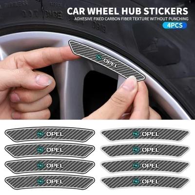 4Pcs Car Wheel Hub Rim Stickers Carbon Fiber Decals For Meriva Corsa Astra Vivaro Signum Insignia Mokka Adam Combo Junior