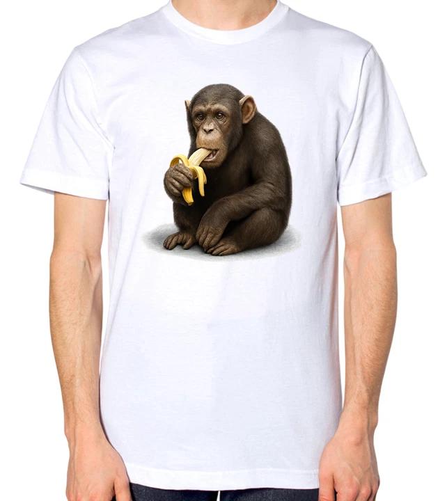 Chimpanzee Monkey Eating A Banana Unisex T-Shirt L