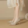 Kristallbesetzte Paillettenblume Hochzeitsschuhe 2025 High Heel spitz Braut Haupt-Hochzeitsschuhe Flash Champagner Verlobung Hochzeitsschuhe