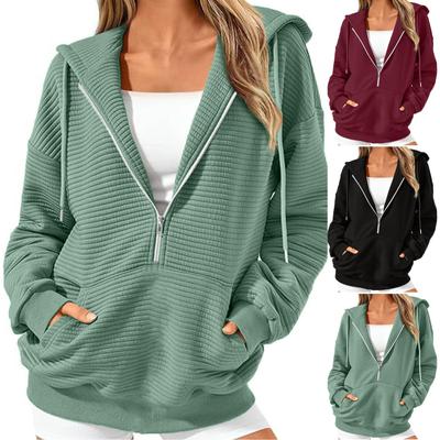 Women's Casual Zip Up Hoodie Sweatshirts Fashion Trendy Long Sleeve Textured Tops Jackets