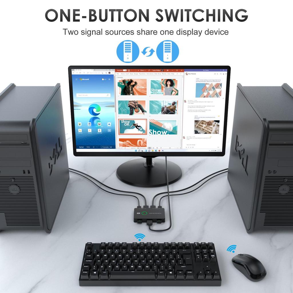 Switch KVM USB/HDMI a 2 Porte per la Condivisione di Tastiera, Mouse, Stampante e Monitor